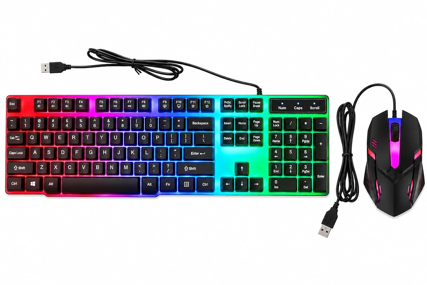 Colorful USB Keyboard & Mouse Combo Set Wired Computer Gaming Keyboard Mouse for PC Laptop Desktop