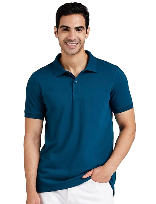 Amazon Brand - Symbol Men's Cotton Rich Solid Polo Tshirt | Collar Tshirts | Half Sleeves | Plain-Regular Fit